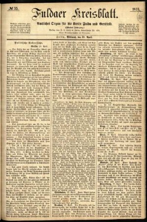 Ausgabe vom Mittwoch, den 30. April 1873.
