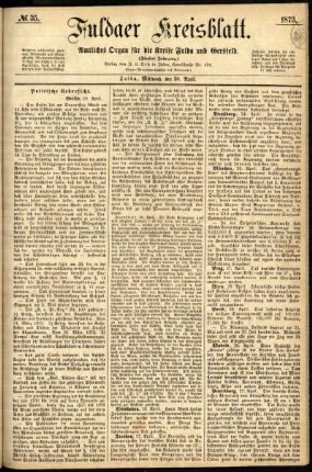 Ausgabe vom Mittwoch, den 30. April 1873.