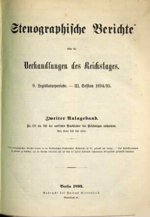 Verhandlungen des Reichstages. Stenographische Berichte. Stenographische Berichte.