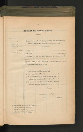 Budget Du Congo Belge.