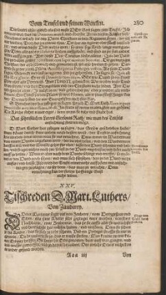 XXV. Tischreden D. Mart. Luthers/ Von Zauberey.