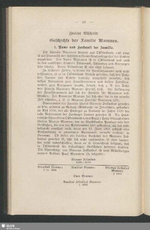 Zweiter Abschnitt. Geschichte der Familie Mammen