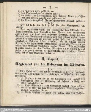 II. Capitel. Reglement für die Uebungen im Abstecken