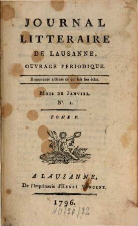 Journal littéraire de Lausanne : ouvrage périodique. 5. 1796