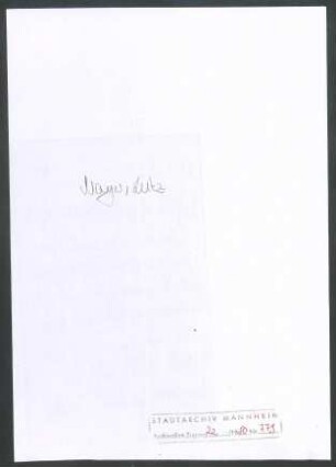Mayer, Luz, Mannheim, an Wichert