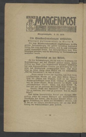 Berliner Morgenpost Morgenausgabe. 3.10.1919