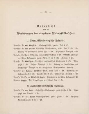 26-34, Uebersicht über die Vorlesungen der einzelnen Universitätslehrer