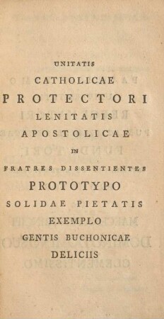 Unitatis catholicae protectori lenitatis apostolicae ...