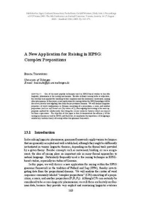 A New Application for Raising in HPSG: Complex Prepositions