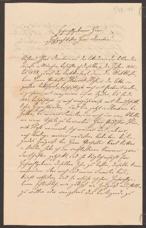 Nachlass von Peter von Cornelius (1783-1867) – BSB Ana 353, 2,2 Gutsmuths, Ferdinand. Peter von Cornelius (1783-1867) Nachlass: Brief von Ferdinand Gutsmuths an Peter von Cornelius - BSB Ana 353.II.2 Gutsmuths, Ferdinand