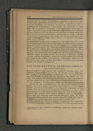 Das Ende Deutsch-Südwestafrikas