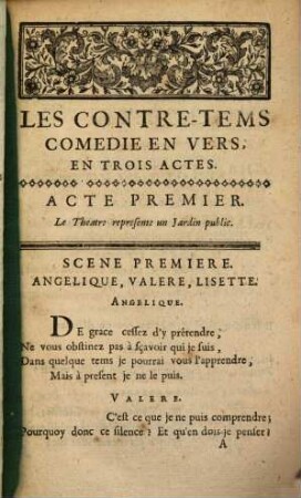 Le Contre-Tems : Comedie En Vers, En Trois Actes