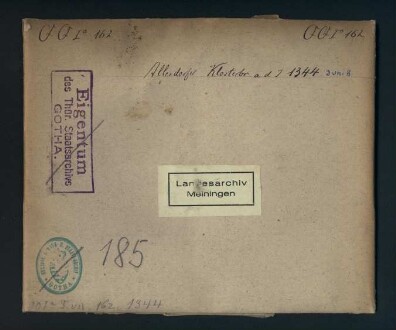 Konrad Sne, Bürger zu Salzungen (Salzcungen), verkauft mit Zustimmung seiner Ehefrau Euphemia (Venie) und seiner Erben dem Priester Ludwig von Fischbach (Vischpach), seinem Schwager, drei Pfund jährlicher Gülte für gezahlte 30 Pfund Heller. Davon sind je 30 Schilling Gülte an Michaelis [29. Sept.] und an Walpurgis [1. Mai] fällig, erstmals am Fest des hl. Michael über ein Jahr; bei Säumnis kann der Käufer nach Mahnung Pfänder nehmen. Bei beabsichtigtem Verkauf der Gülte hat der Aussteller ein Vorkaufrecht. Auf seine Bitten kündigen Albrecht Stichling und Dietrich (Dieczel) Schrimph, Bürgermeister zu Salzungen, das Stadtsiegel an. Zeugen: Heinrich Schenkel, Ludwig (Lutz) Reinhard, Konrad von Waltershausen (Waltirshn.), Nikolaus von Fulda (Fulde), Heinrich Mestekoph (Mes-) und andere.