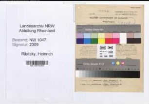 Entnazifizierung Heinrich Ribitzky , geb. 13.11.1905 (Kraftfahrer)