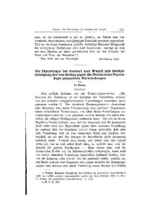Die Psychologie bei Herbart und Wundt mit Berücksichtigung der von Ziehen gegen die Herbartsche Psychologie gemachten Einwendungen : (Fortsetzung)