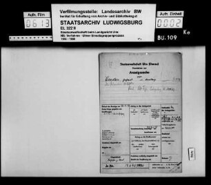Handakten zur Voruntersuchung (Anzeigesache) gegen Carsten, Gerhard