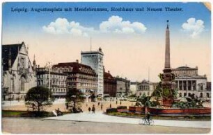 Leipzig : Augustusplatz mit Mendebrunnen, Hochhaus und Neuem Theater