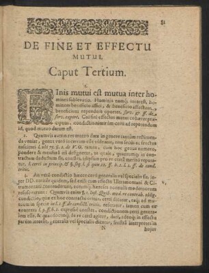 De Fine Et Effectu Mutui. Caput Tertium.