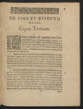 De Fine Et Effectu Mutui. Caput Tertium.