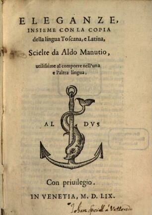 Eleganze insieme con la copia della lingua Toscana e latina