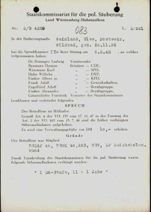 Weinland, Else