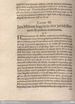 Caput III. Jura Militum singularia circa jurisdictionem et judicia continens.