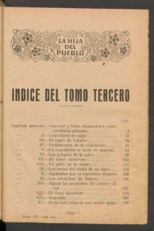 Índice del tomo tercero
