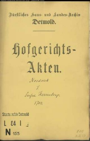 Nordsiek, Christoph zu Reelkirchen gegen Dorfschaft Herrentrup - Hudeberechtigung