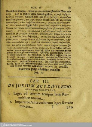Cap. III. De Iurium Ac Privilegiorum Confirmatione