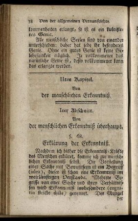 IItes Kapitel. Von der menschlichen Erkenntniß.