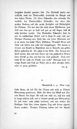 36 Wandsbeck, d. 31. Mai 1799.