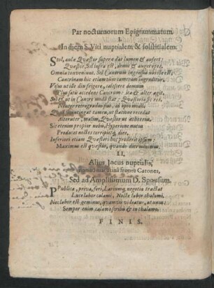 Par nocturnorum Epigrammatum.