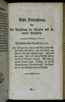 Eilfte Betrachtung über das Verhältniß der Strafen und die innere Reinigkeit.