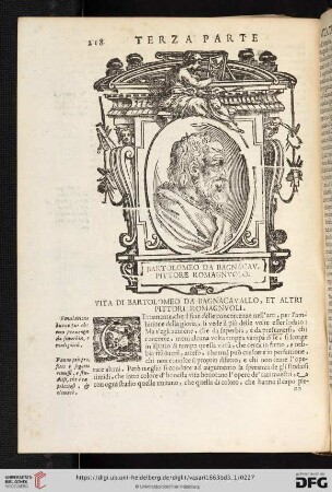 Vita di Bartolomeo da Bagnacavallo, et altri Pittori romagnvoli
