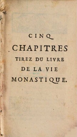 Cinq Chapitres Tirez Du Livre De La Vie Monastique