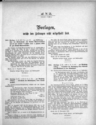 Anlage: ad No. 51 (1110-1145), Vorlagen, welche den Zeitungen nicht mitgetheilt sind
