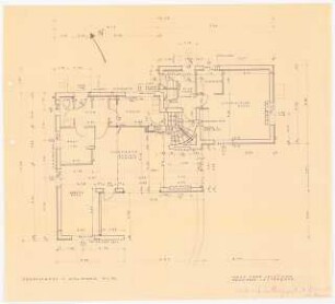 Einfamilienhaus mit Einliegerwohnung für Prof. H. L. (Leistikow), Kassel: Grundriss Erdgeschoss und Einliegerwohnung 1:50