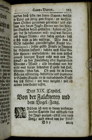 Das XIX. Capitel Von der Falcknerey und dem Vogel-Fang