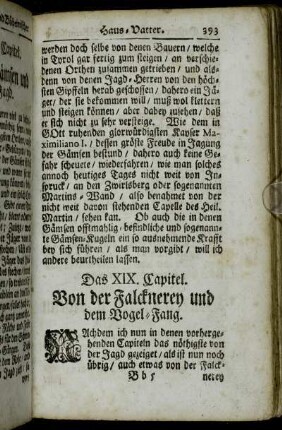 Das XIX. Capitel Von der Falcknerey und dem Vogel-Fang