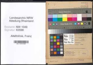 Entnazifizierung Franz Altefrohne , geb. 03.08.1892 (Beamter)