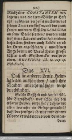 Das XVI. Daß sie anderer Leute Heimligkeiten ausforschen, und ihre Sachen unrechtmäßiger weise durchsuchen