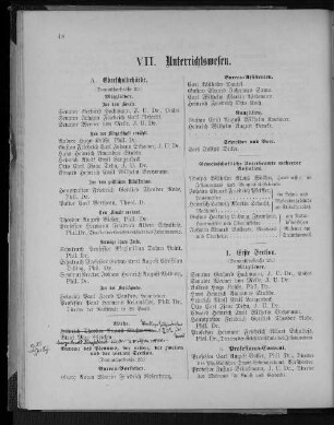 VII. Unterrichtswesen.