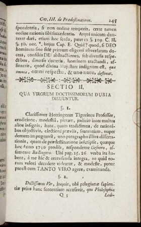 Sectio II. Qua Virorum Doctissimorum Dubia Diluuntur