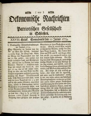 XXVIII. Stück. Sonnabends den 10 Julius. 1779.