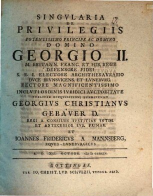 Singvlaria De Privilegiis