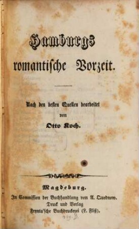 Hamburgs romantische Vorzeit