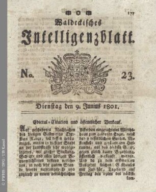 No. 23, Dienstag den 9. Junius 1801