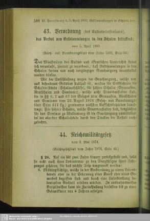 44. Reichsmilitärgesetz vom 2. Mai 1874