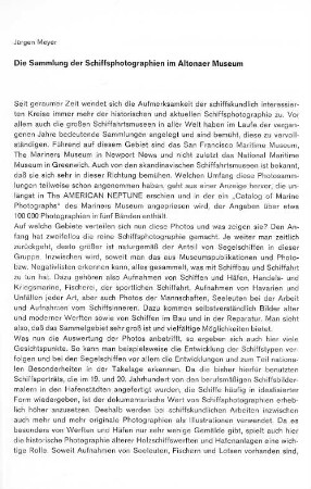 Die Sammlung der Schiffsphotographien im Altonaer Museum