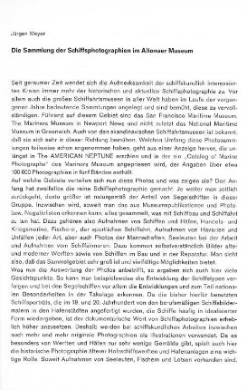 Die Sammlung der Schiffsphotographien im Altonaer Museum